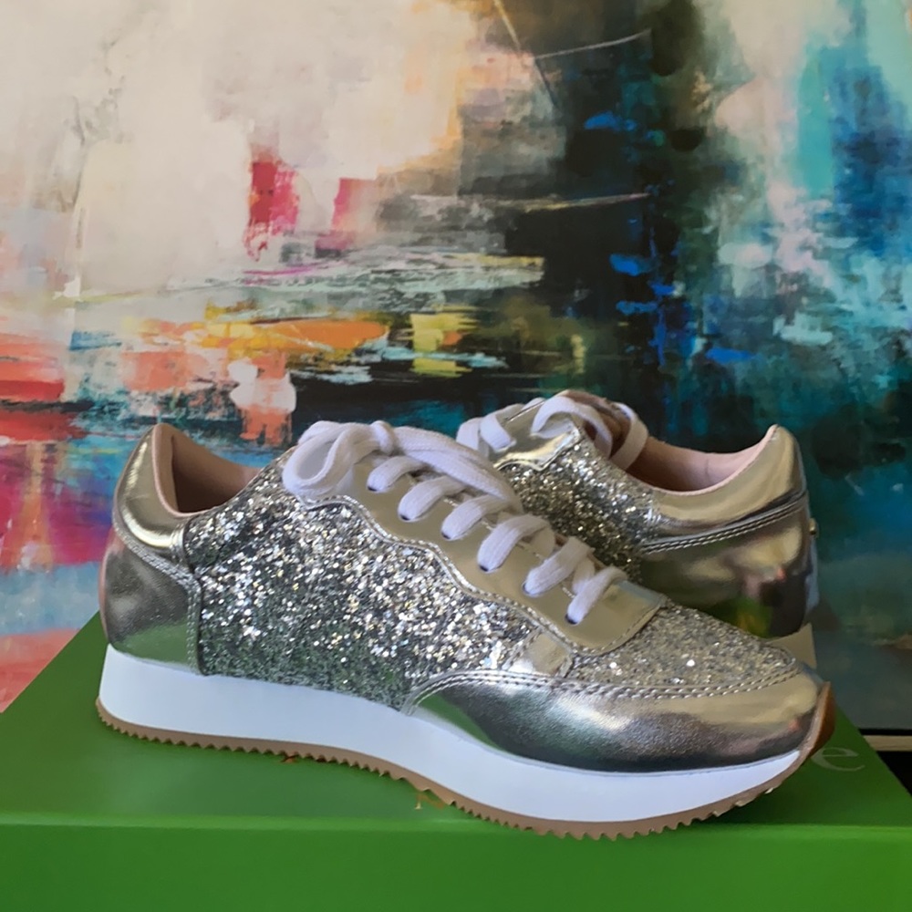 KATE SPADE Felicia Glitter Sneakers Silver